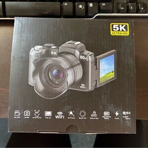 5K Ultra HD Digital Camera with Flip Screen - Black